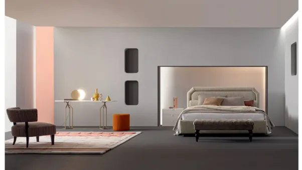 Letto in tessuto con testiera Camille di Twils