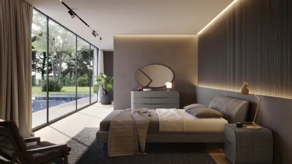 Letto Prestige Legno in velluto imbottito di Voltan