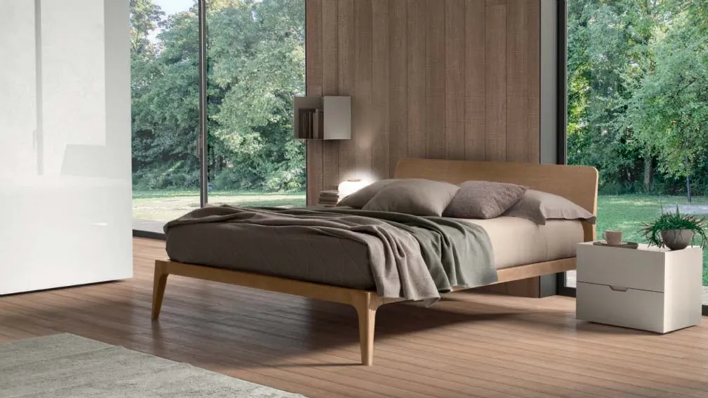 Letto moderno in legno con testiera Zenit di Morassutti