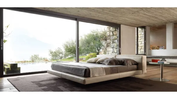 Letto in pelle con testiera dal design essenziale Zenith di Desirèe