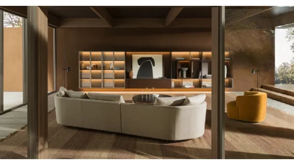 Libreria a muro con schienale porta TV in essenza 505 UP SYSTEM 08 di Molteni & C