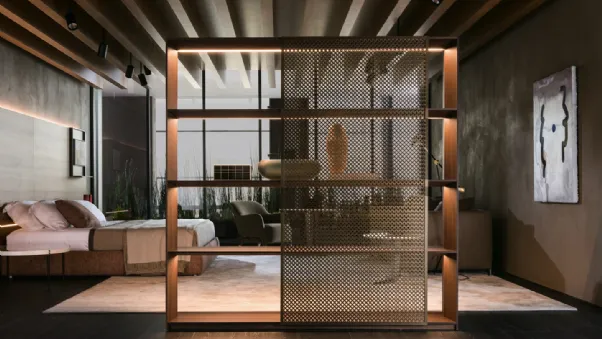 Libreria divisoria di design in legno e alluminio AVA di Molteni & C