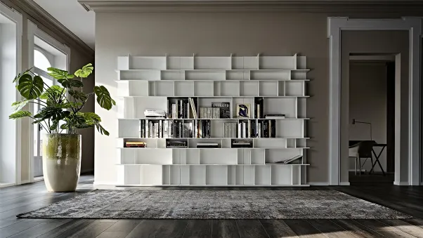 Libreria a muro in MDF laccato bianco Wally di Cattelan Italia