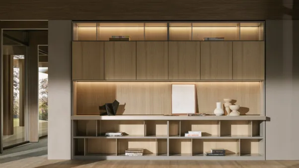 Libreria componibile a muro in legno e laccato opaco 505 UP SYSTEM 07 di Molteni & C