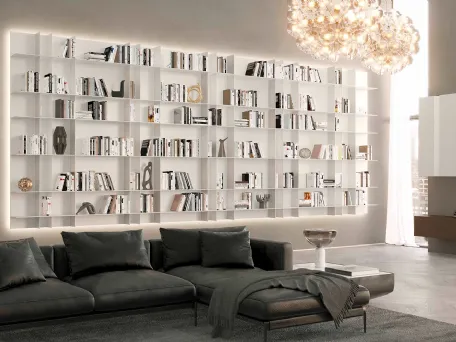 Libreria Movida Laccata Lino con Retroilluminazione di Olivieri