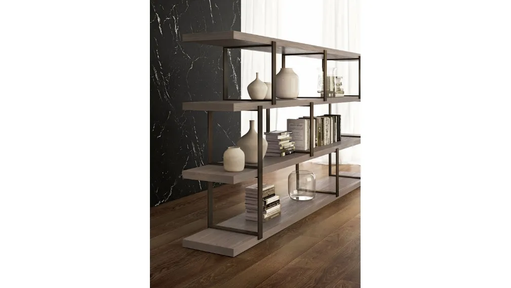 Libreria divisoria New York in Rovere Grigio di Olivieri