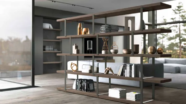 Libreria divisoria New York in Rovere Grigio di Olivieri