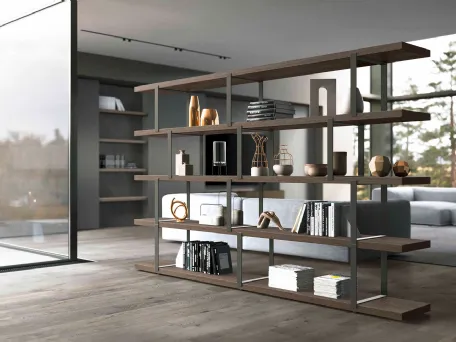 Libreria divisoria New York in Rovere Grigio di Olivieri