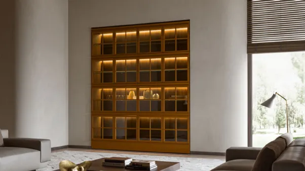 Libreria a muro in laccato e vetro con interni in legno Piroscafo Molteni & C
