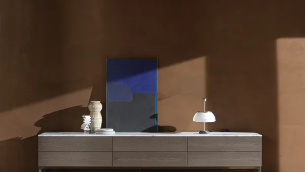 Madia bassa 505 Up Sideboard 03 in legno con top in marmo di Molteni & C