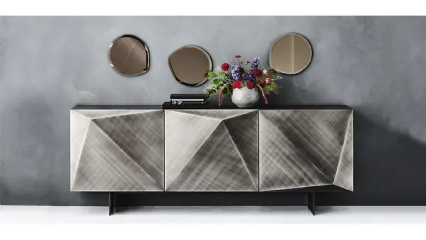 Madia Kayak in laccato Brushed Grey con piedini in acciaio di Cattelan Italia