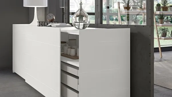 Madia con ante scorrevoli Madia Live 04 SIMPLY BEAUTY in laccato bianco gesso opaco di Morassutti