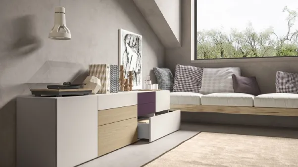 Madia Live 09 SHAPING COLOR in laccato opaco e rovere naturale di Morassutti