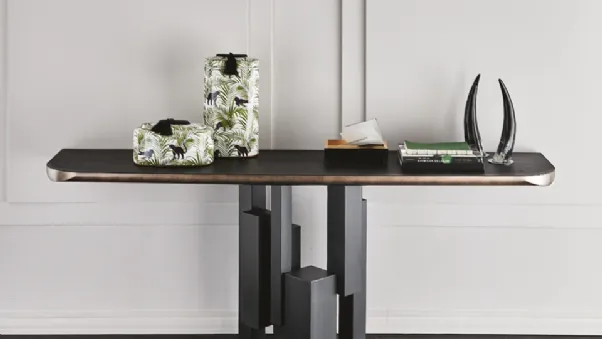 Consolle in Olmo e acciaio Skyline Wood-C di Cattelan Italia