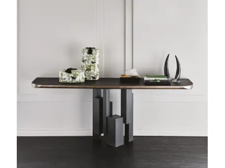 Consolle in Olmo e acciaio Skyline Wood-C di Cattelan Italia