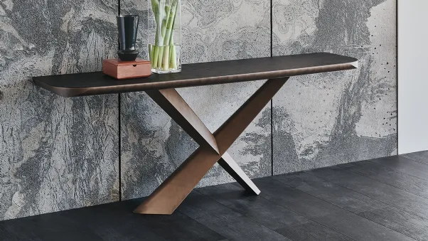 Consolle con piano in legno massello e acciaio Terminal Wood-C di Cattelan Italia