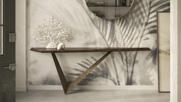 Consolle di design con top in legno e base in acciaio Varenne di Cattelan Italia