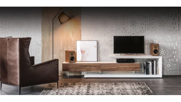 Mobile Porta Tv Link reversibile e adattabile in lunghezza in Noce Canaletto di Cattelan Italia