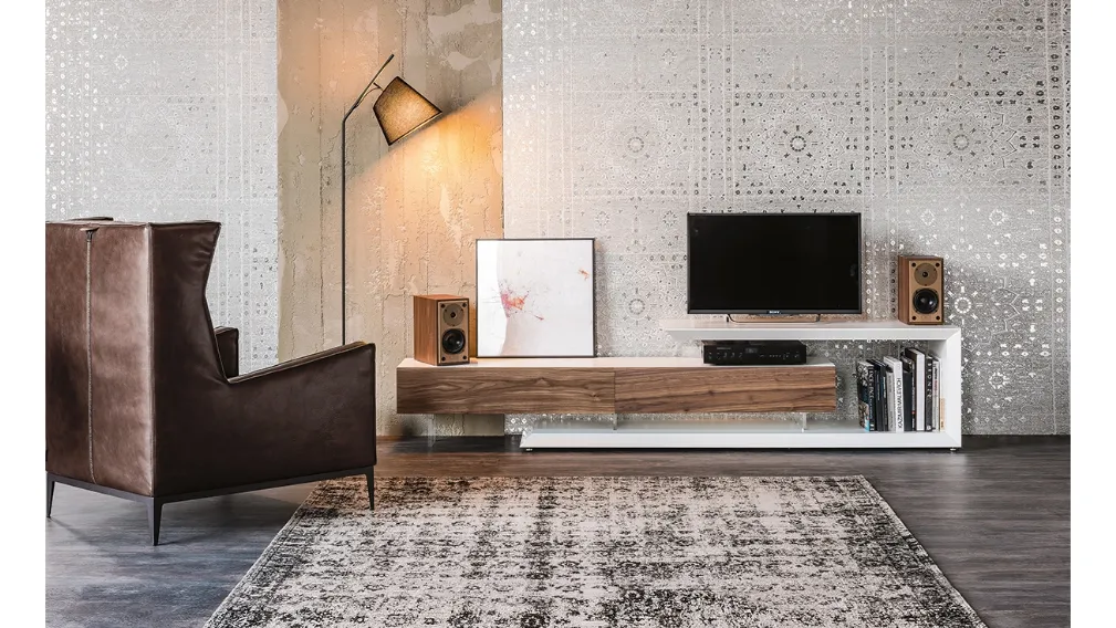 Mobile Porta Tv Link in legno laccato e Noce di Cattelan Italia