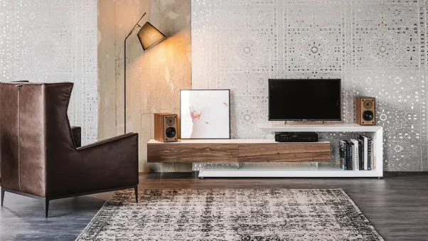 Mobile Porta Tv Link in legno laccato e Noce di Cattelan Italia