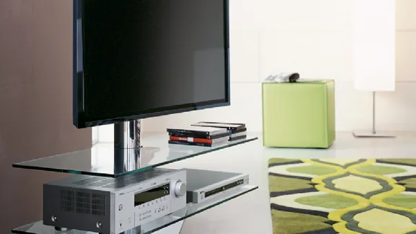 Mobile Porta Tv Vision in cristallo e acciaio di Cattelan Italia