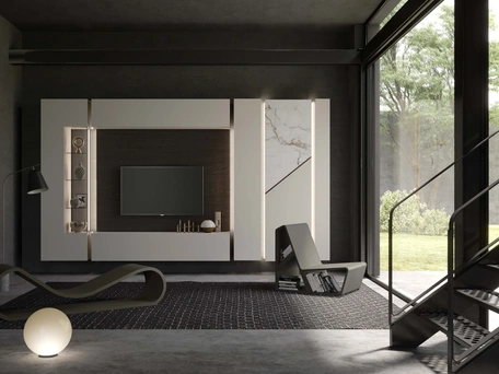 Parete Attrezzata Soggiorno Alicante con led di Voltan