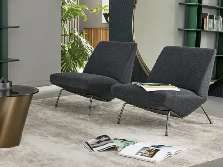 Poltrona in tessuto imbottito Sleek di Bonaldo