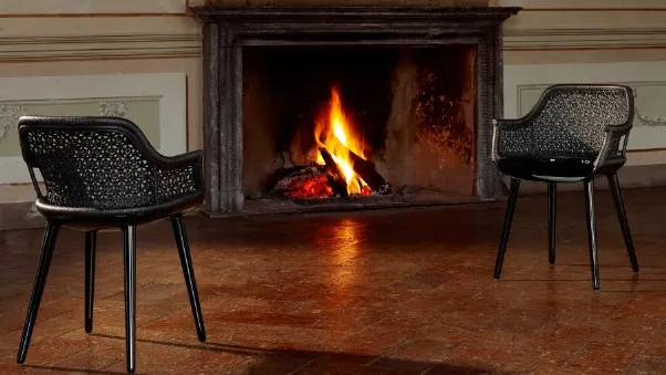 Sedia in policarbonato con schienale in midollino Ctyborg Elegant di Magis