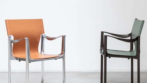 Sedia di design in pelle e alluminio Venice di Magis