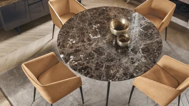 Tavolo rotondo con piano in marmo Liuto Round di Alivar