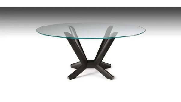 Tavolo rotondo con base in acciaio e piano in vetro Planer Round di Cattelan Italia