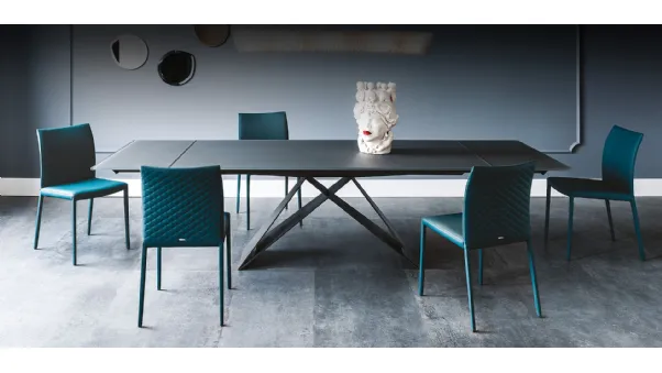 Tavolo allungabile in vetro verniciato graphite Premier Drive di Cattelan Italia
