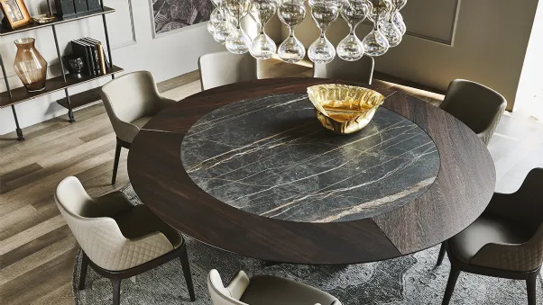 Tavolo rotondo in legno e ceramica Skorpio Ker Wood Round di Cattelan Italia