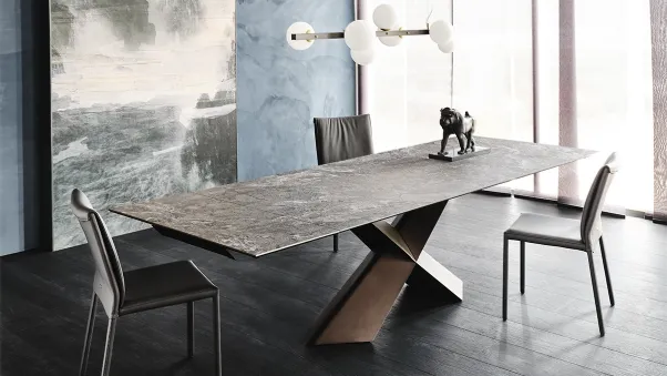 Tavolo allungabile con piano in ceramica Tyron Keramik Drive di Cattelan Italia