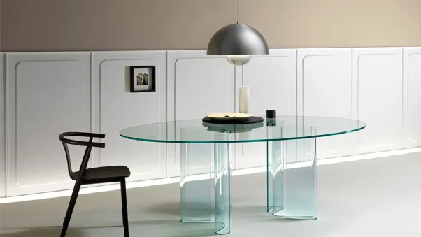 Tavolo ovale in vetro Sahara di Fiam