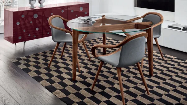 Tavolo con top in vetro e gambe in legno Autoreggente rotondo di Horm