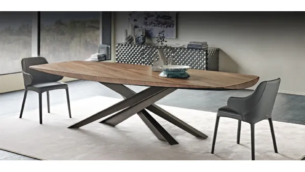 Tavolo rettangolare con piano in legno pregiato Lancer Wood di Cattelan Italia