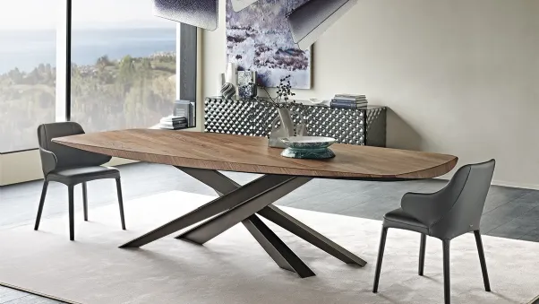 Tavolo rettangolare con piano in legno pregiato Lancer Wood di Cattelan Italia