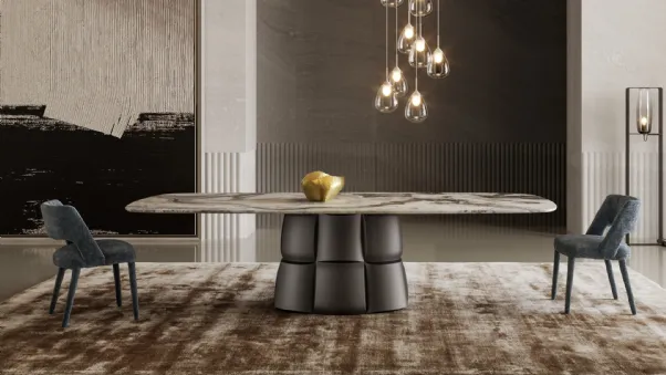 Tavolo Palazzo con top in marmo e base in poliuretano di Bonaldo