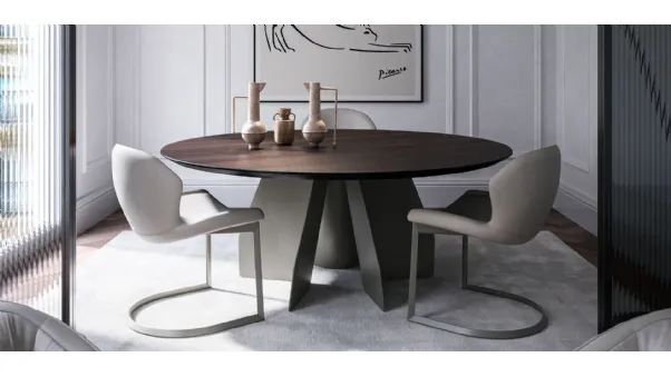 Tavolo con top in legno Senator Round di Cattelan Italia
