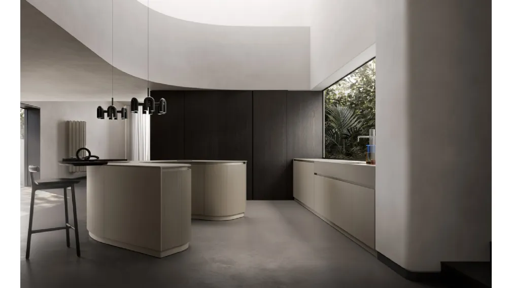 Cucina Design con isola curva Arkè Shape 01 di Pedini