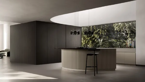 Cucina Design con isola curva Arkè Shape 01 di Pedini