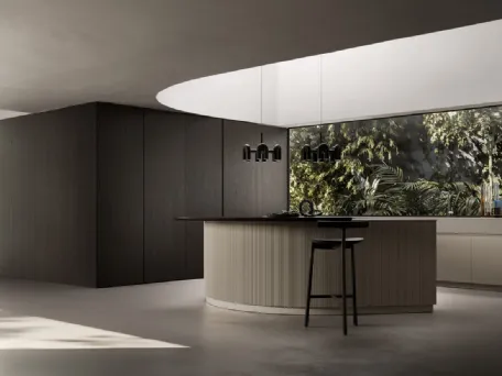 Cucina Design con isola curva Arkè Shape 01 di Pedini