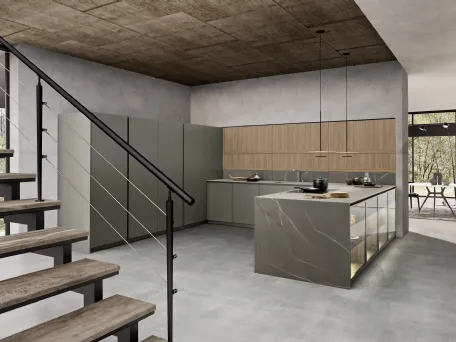 Cucina Design angolare in laccato e melaminico Aroma 05 di Pedini