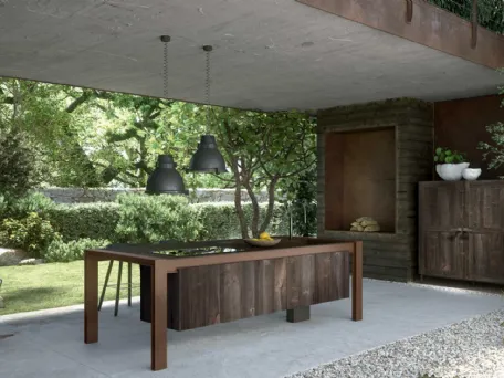 Cucina Design lineare in legno Cook Eat 02 di Pedini