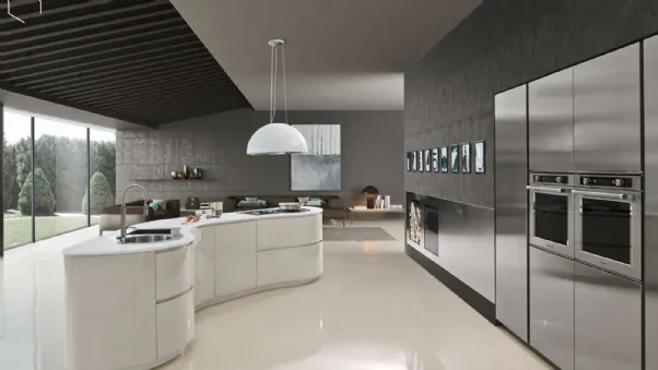 Cucina Design in laccato lucido con isola Dune 01 di Pedini