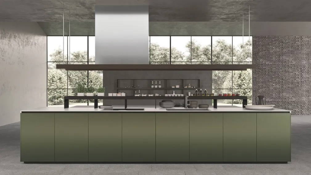 Cucina Design lineare in acciaio K016 03 di Pedini