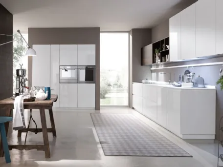 Cucina Design lineare in laccato bianco lucido Materika 05 di Pedini
