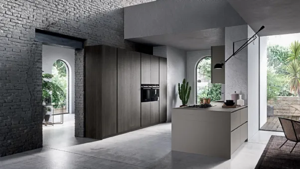Cucina Design lineare in laminato e legno Moka 06 di Pedini