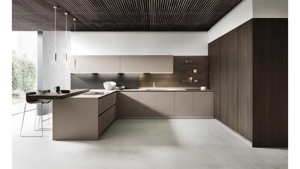 Cucina Design con penisola Moka 01 di Pedini